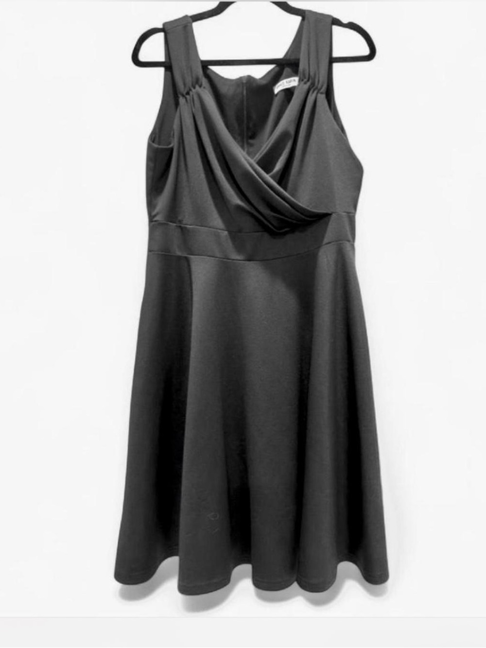 Grace Karin Knee Length Stretch Black A-Line Dress - 2XL
